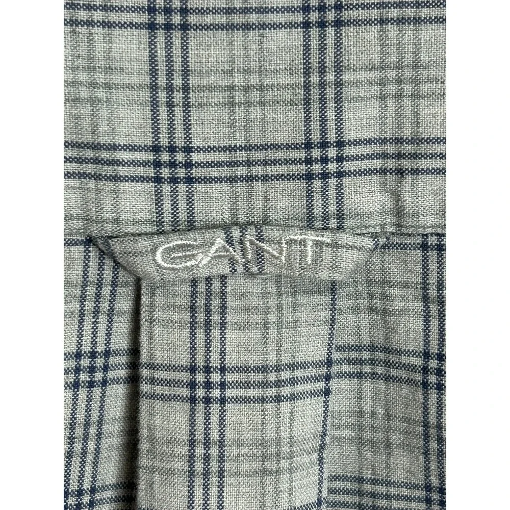 Gant New Haven Oxford Shirt Mens 3XLT Grey Blue Plaid Long Sleeve‎ Button Down